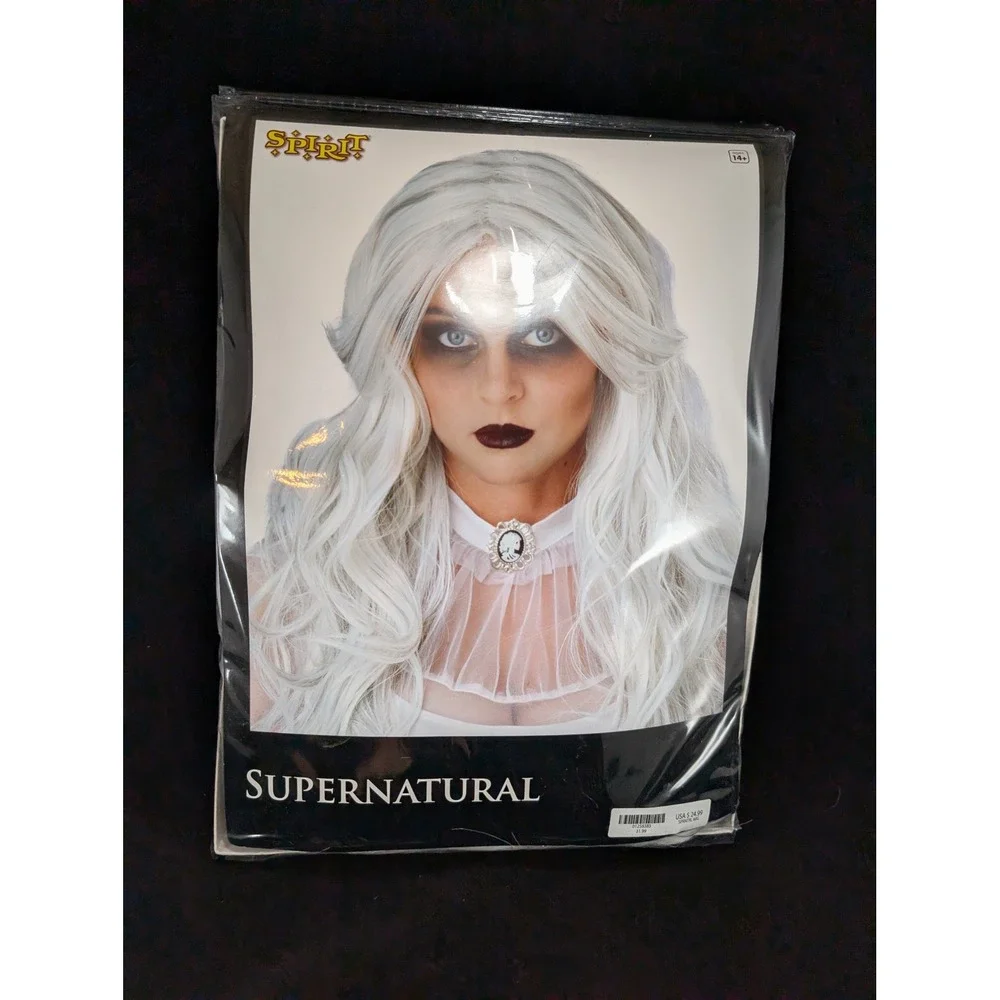 Spirit Halloween Supernatural Wig Adult Long Wavy Silver White Costume‎ 01258383